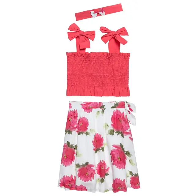 Σετ cropped top, φούστα και κορδέλα μαλλιών
