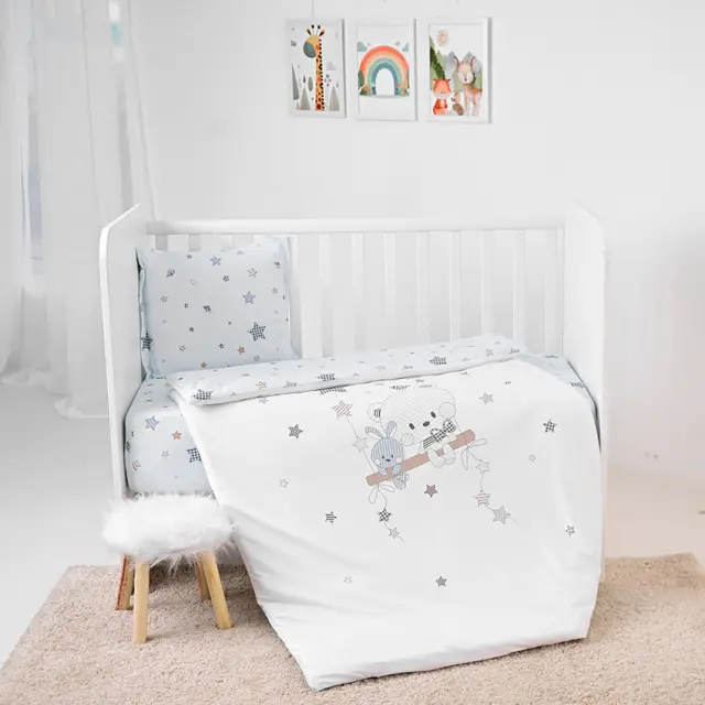Σετ προίκας μωρού για κούνια "COSY" 5 τμχ Bear with swing blue Μπλε