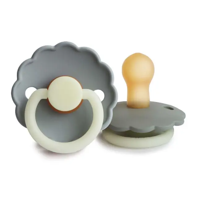 Σετ 2 Πιπίλες Latex Νυκτός FRIGG Daisy French Gray/Portobello 0-6 Μηνών Baby Oliver