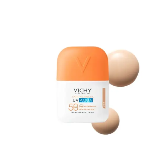Vichy Capital Soleil UV Aqua SPF50 Tinted, Λεπτόρρευστο Ενυδατικό Αντηλιακό Προσώπου με Χρώμα Light SPF50, 50ml 2