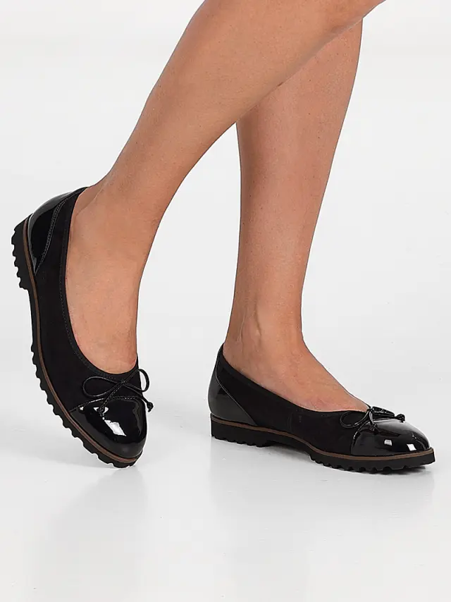 Gabor Μπαλαρίνες Γυναικείο δέρμα Nubuck Μαύρο GAB/74100 007-BLACK 2