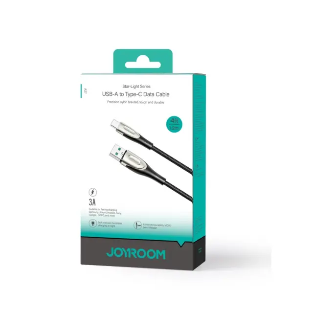 Joyroom® Braided USB 2.0 Cable USB-C male - USB-A 100W PD-Μαύρο 1.2m 2