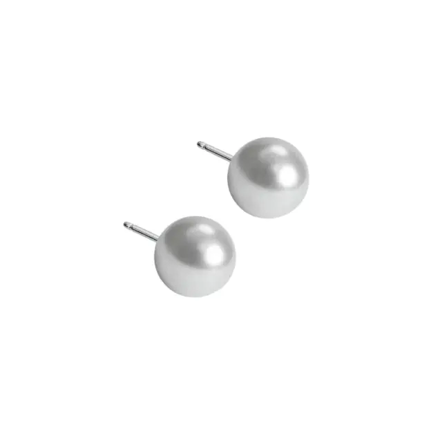 Blomdahl  Natural Titanium Pearl White Σκουλαρίκια 5mm
