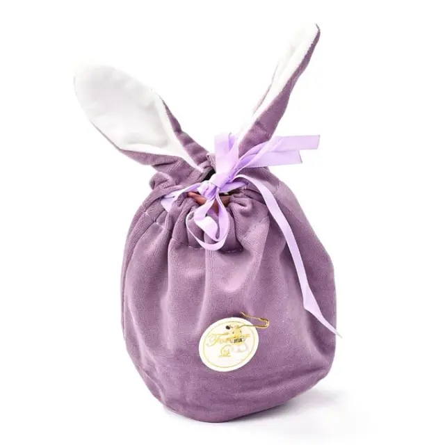 Πουγκάκι Flannelette με Αυτιά Λαγού 19x15cm - Lavender - 2τεμ
