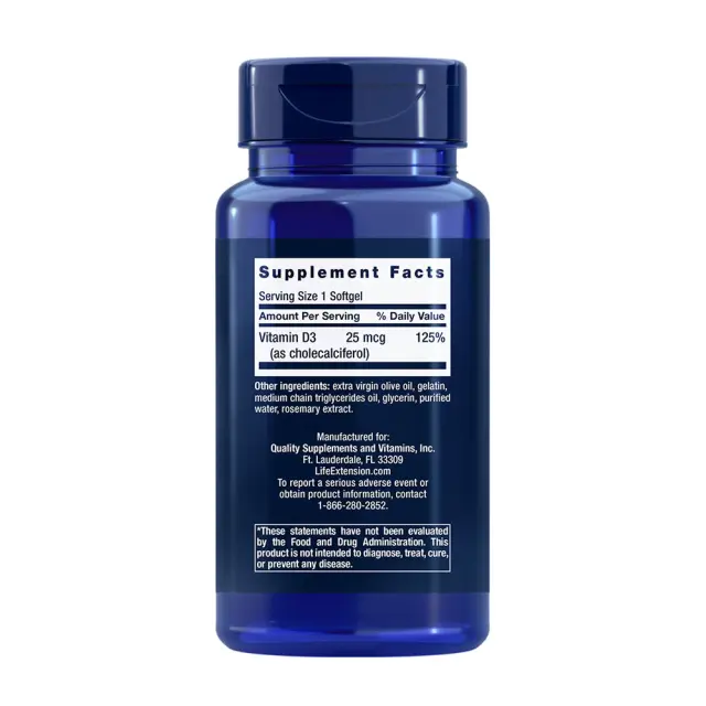 Life Extension Vitamin D3 25 mcg (1000 IU) 2