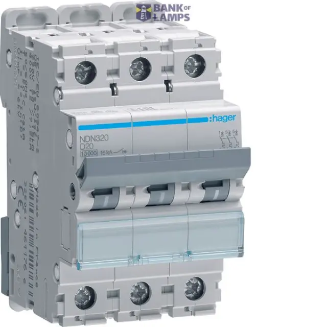 Miniature Circuit Breaker 3P, 10 kA/15 kA D-20 A, 3M