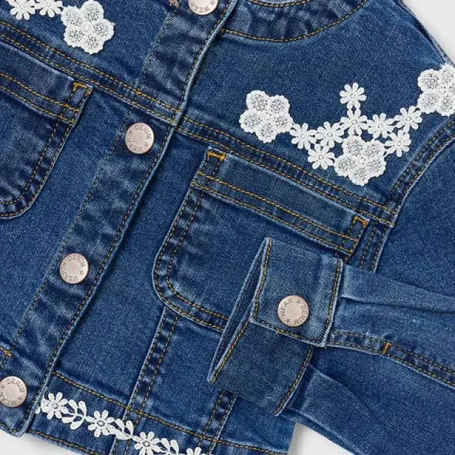 Mayoral Τζακετ Denim Γκιπούρ Τζιν Σκούρο για Κορίτσι 2
