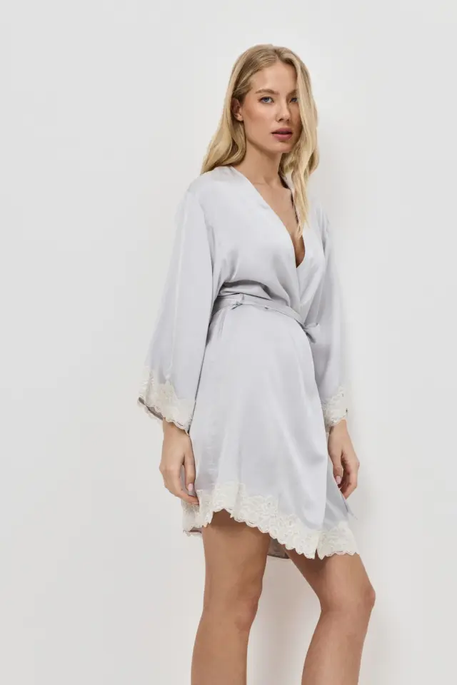Aruelle Eden Ρόμπα Σατέν 100% Βισκόζη Grey