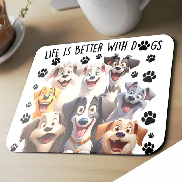 Mousepad Life is better with dogs Διαστάσεις: 22cm(μήκος) x 18cm (ύψος)