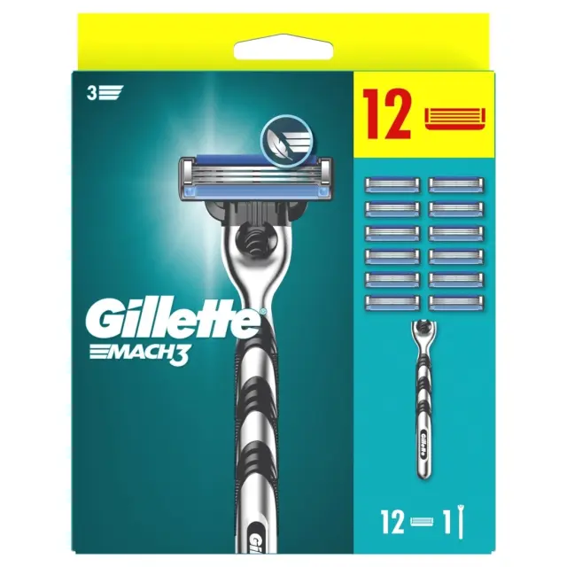 Gillette Ανταλλακτικά Mach3 12τμχ + Ξυριστική Μηχανή