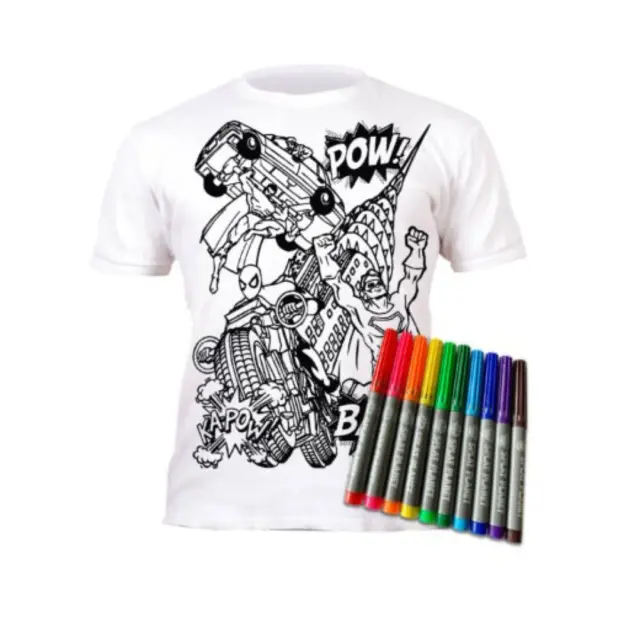 Splat Planet Πλενόμενο t-Shirt Ζωγραφικής με Μαρκαδόρους: Super Heroes 5-6 ετών