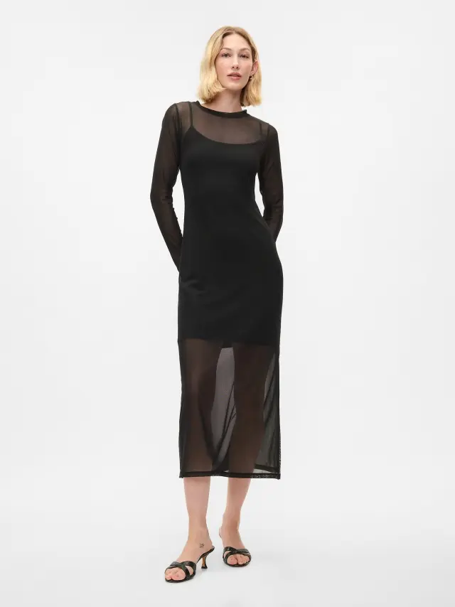 Μαύρο Mesh Midi Φόρεμα black