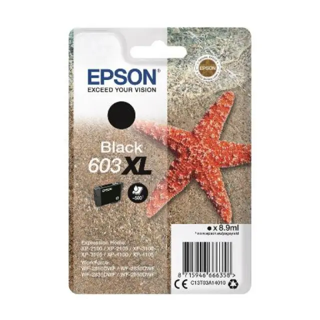 Epson 603XL Γνήσιο Μελάνι Εκτυπωτή InkJet Μαύρο (C13T03A14010)