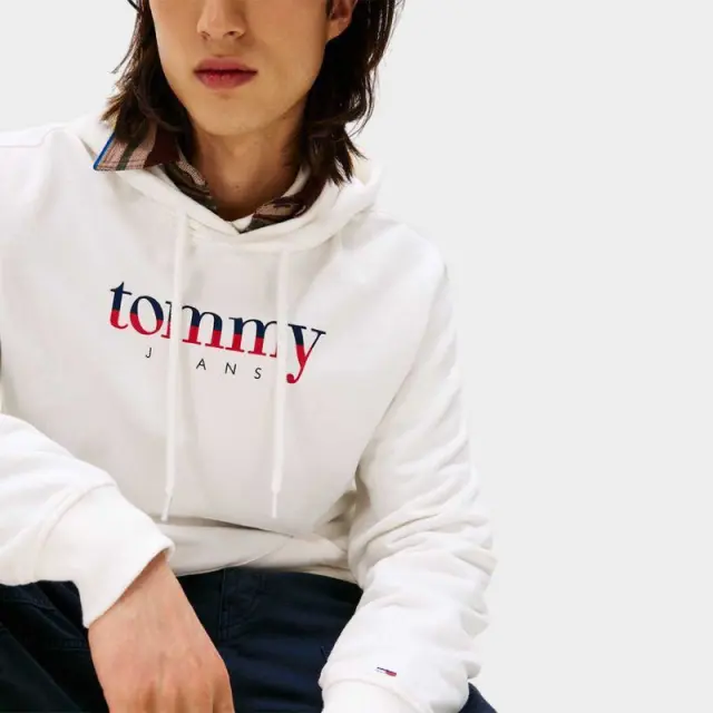 Tommy Hilfiger - Ανδρικό Φούτερ Logo Drawstring Terry Hoodie Regular Fit DM0DM22113-YBL Εκρού - 2XL 3