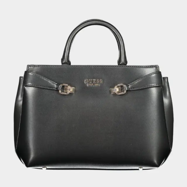 Guess - Γυναικεία Τσάντα Leather Girlfriend Satchel HWVG9639060-BLA Μαύρο