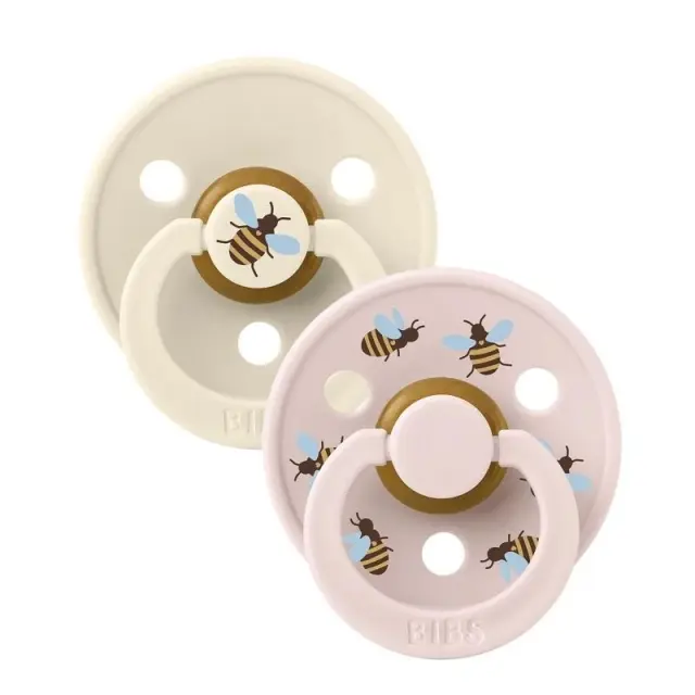 Bibs Colour Σετ Πιπίλες 2τμχ - Bumblebee/Ivory Mix- Στρογγυλή Νο2