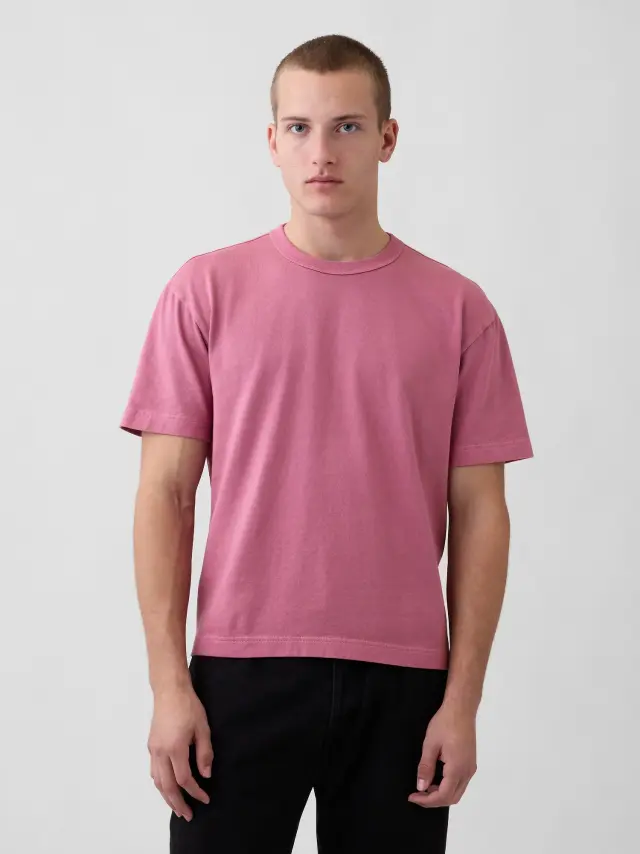 Ανδρική Μπλούζα Heavyweight Cropped Γραμμής rose pink