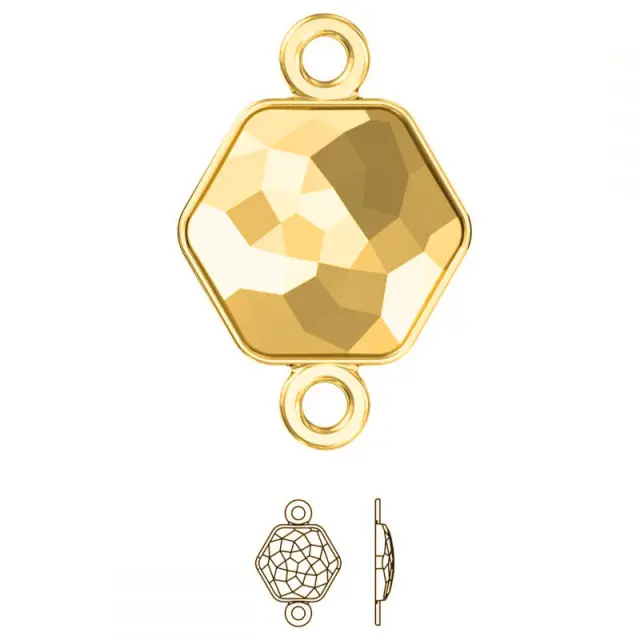 Σύνδεσμος Καστόνι για Swarovski 4683 Fantasy Hexagon 14x15.8mm - Gold Plated - 1τεμ
