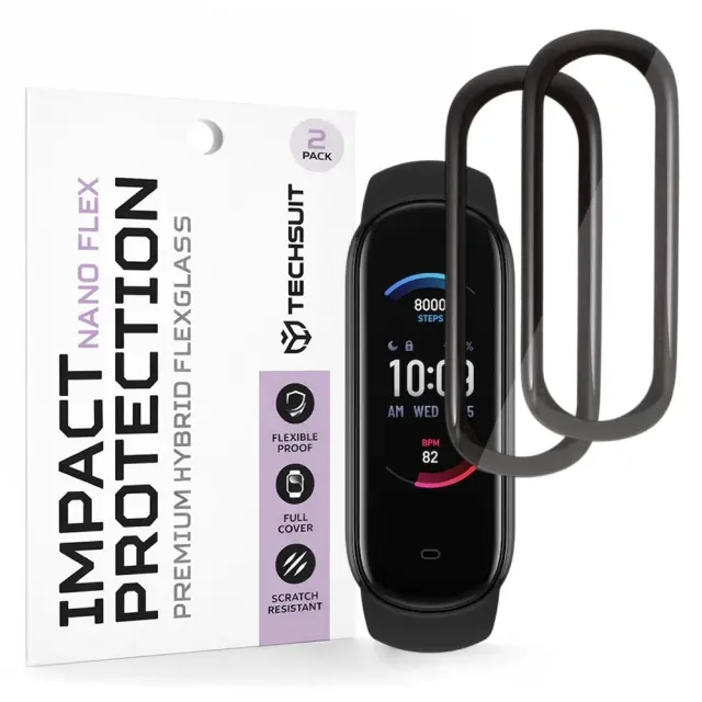 Techsuit® 2-Pack Nano Flex Προστασία για Amazfit Band 5- Black