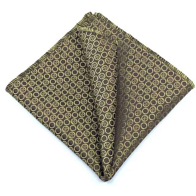 Γραβάτα Microfiber σε Καφέ Μοτίβο Σετ με Μαντηλάκι 3