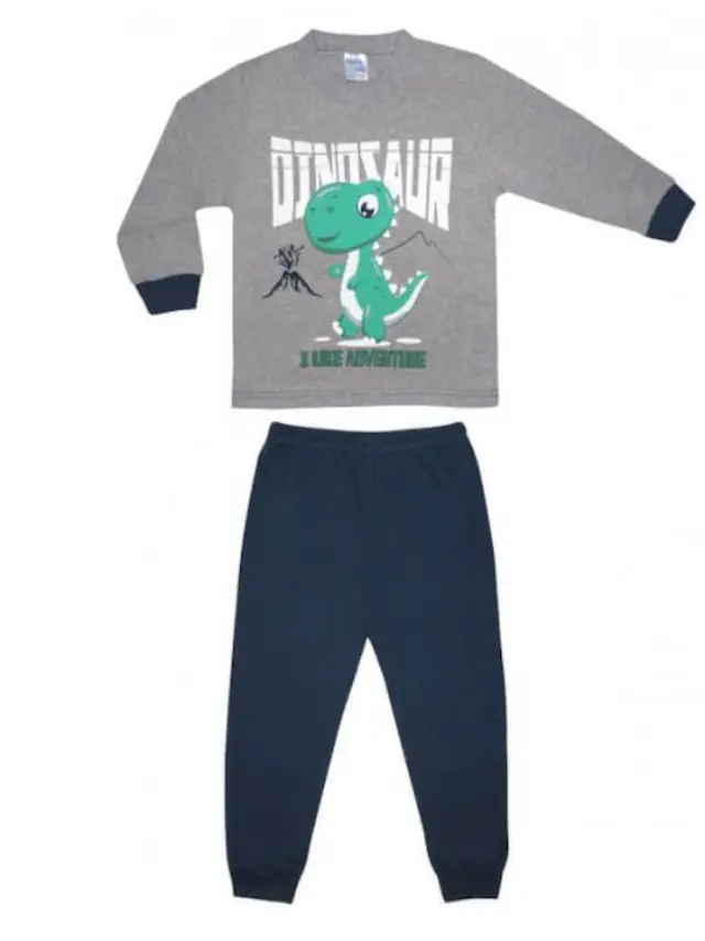 Eleten Πυτζάμα Αγορίστικη Dinosaur I Like Adventure Μαύρο (68176-1) Μαύρο - 3-4 ετών
