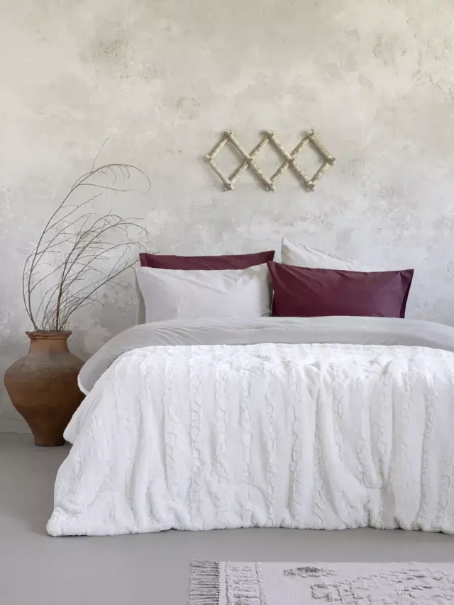 Κουβερτοπάπλωμα 160X220 Μονό Nima Velure Cream 100% Πολυέστερ