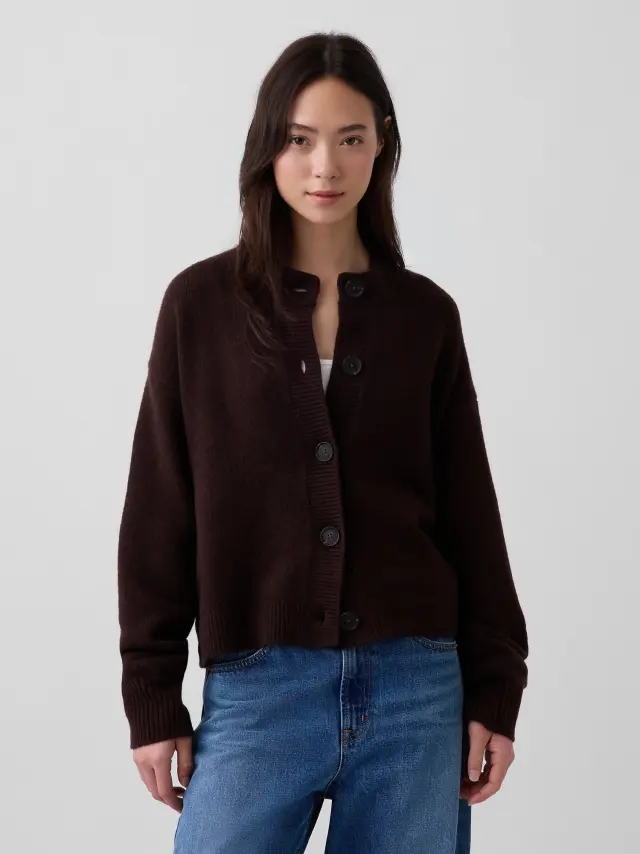 Γυναικεία Ζακέτα CashSoft σε Oversized Chunky Γραμμή Terra brown heather