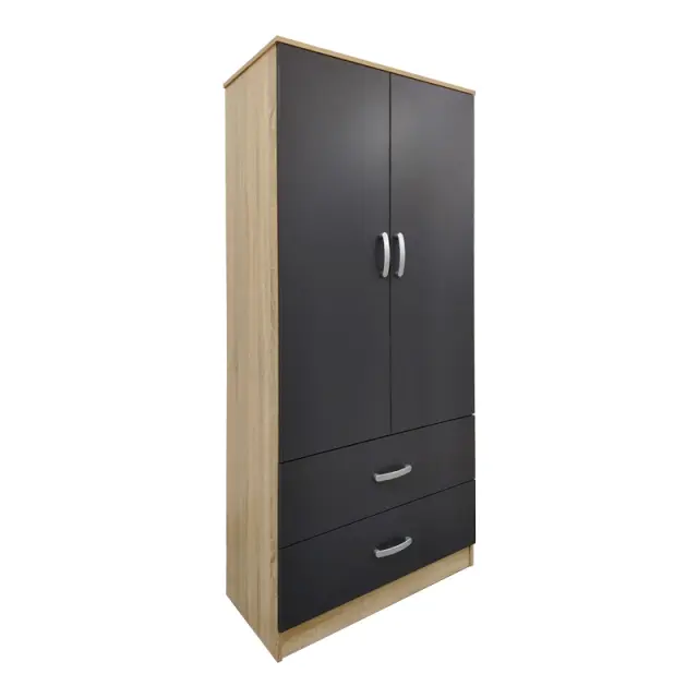 Ντουλάπα εξάφυλλη Athos I pakoworld sonoma-ανθρακί 240x42x180εκ 2