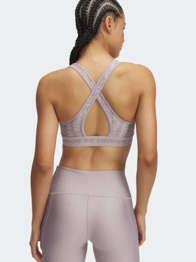 Under Armour Crossback Mid Print Women's Sports Bra without Padding Gray 1361042 -011 2