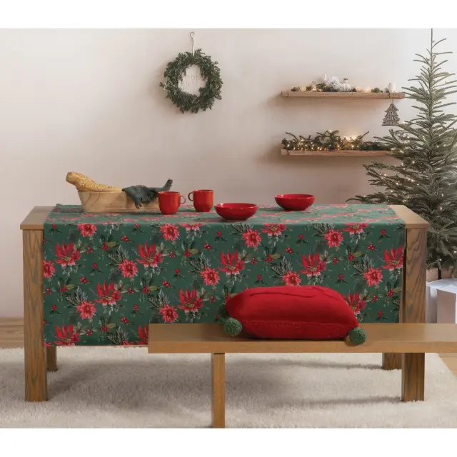 Χριστουγεννιάτικο Τραπεζομάντηλο Nef-Nef Mistletoe Green 140x140