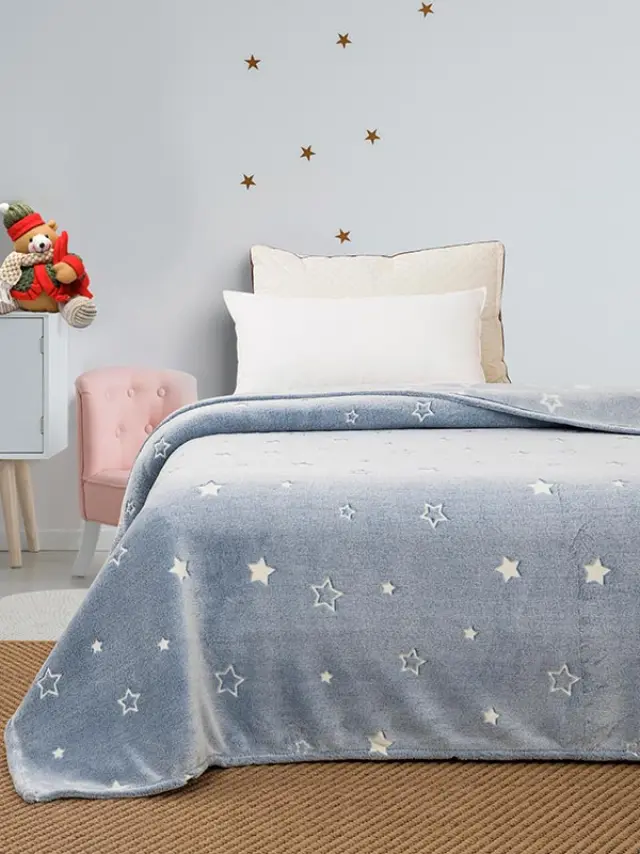 Κουβέρτα φωσφοριζέ μονή Stars Blue Μονή (160x220) Sunshine