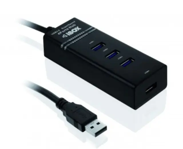 iBox IUH3FB interface hub 5000 Mbit-s Black