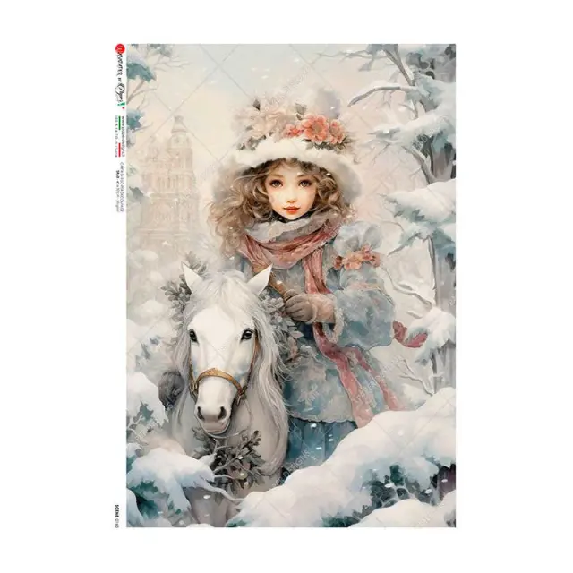 Ριζόχαρτο για Decoupage PaperD, Ιππασία στα χιόνια, SCENE_0160, 22x32cm