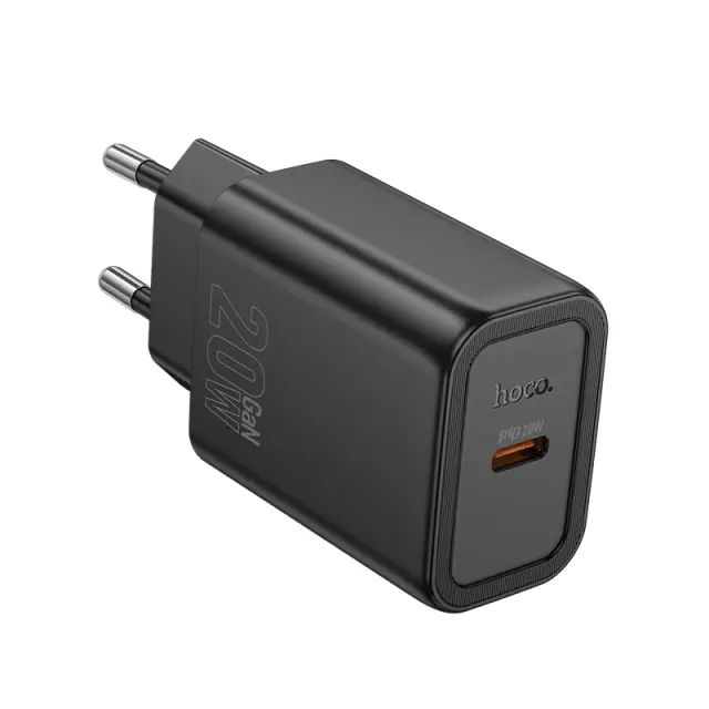 Φορτιστής Ταξιδίου Hoco N60 Gentle GaN με 1 Εξόδο Φόρτισης USB-C PD20W 5V 3.0A Μαύρος
