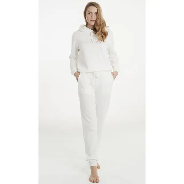Γυναικεία μπλούζα αθλητική με κουκούλα Haus Donna White 5381 HAPPY PEOPLE