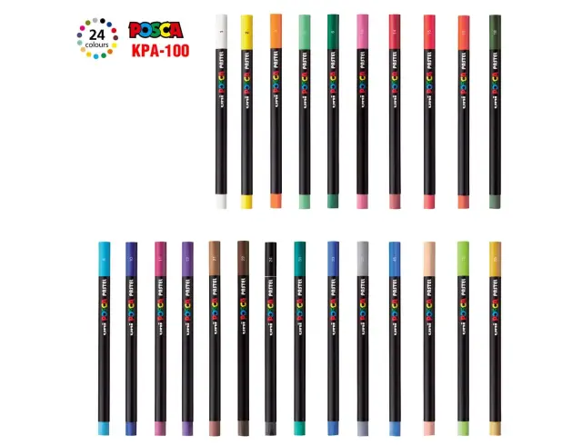 Σετ Κηρομπογιές Uni Posca KPA-100 - 24 τεμάχιαKPA-100 24C 2