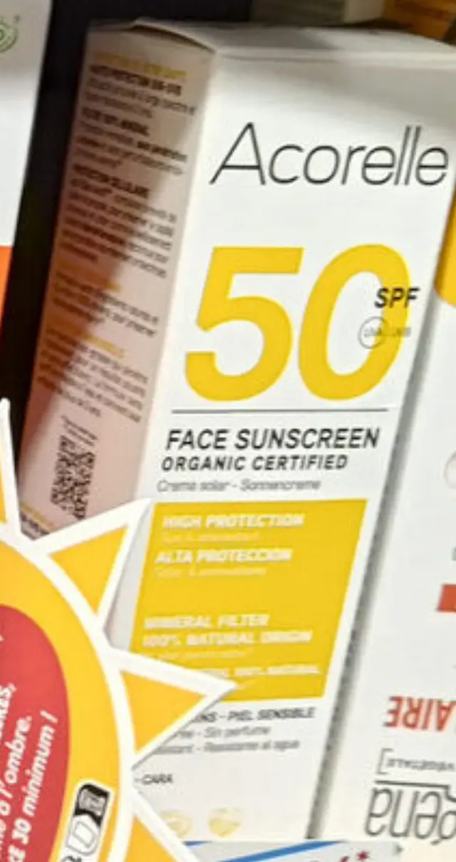 Acorelle Certified Organic Face Sunscreen - Βιολογικό Αντηλιακό Προσώπου SPF 50 για Ευαίσθητη Επιδερμίδα, 50ml