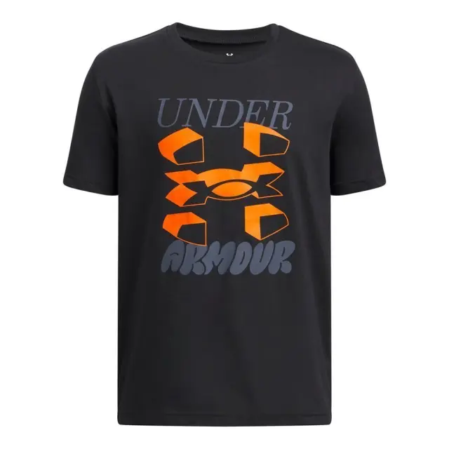 Under Armour Boy's Split Big Logo Shortsleeve T-Shirt Μαύρο - Πορτοκαλί 1390003-001 (Under Armour) - Small
