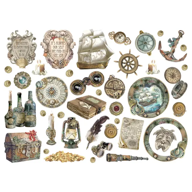 Die Cuts Stamperia, Songs of the Sea, Sailing ship and treasures 2