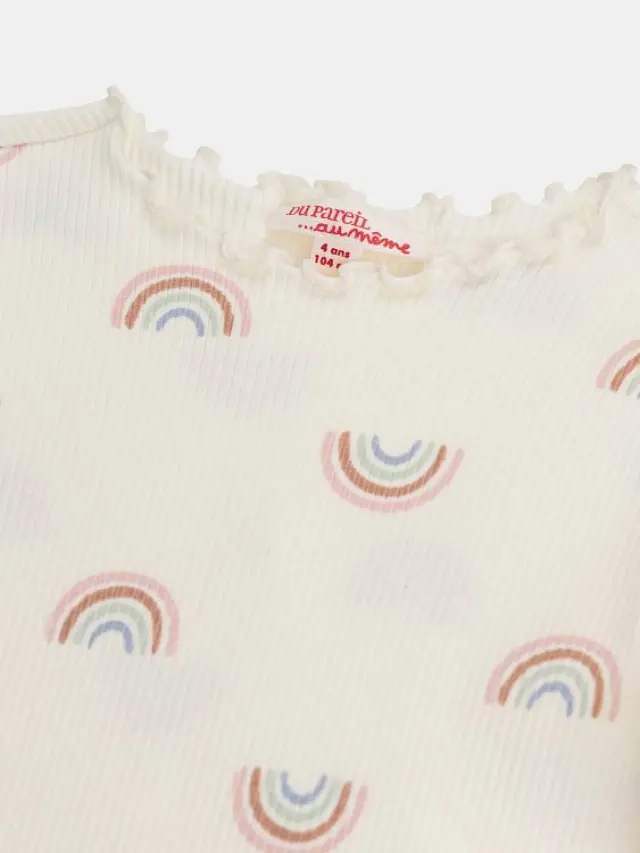 Παιδική Μπλούζα για Κορίτσια Ribbed Rainbow ΛΕΥΚΟ 2