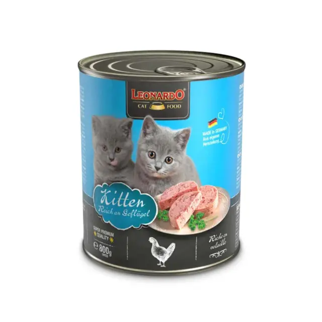 Leonardo Κονσέρβα Γάτας Kitten με Πουλερικά 800gr