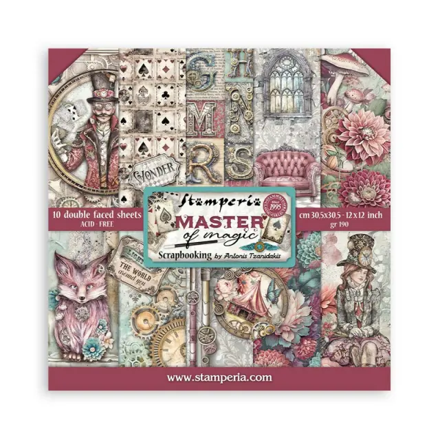 Χαρτιά scrapbooking 10τεμ, 30.5×30.5cm Stamperia, Master of Magic
