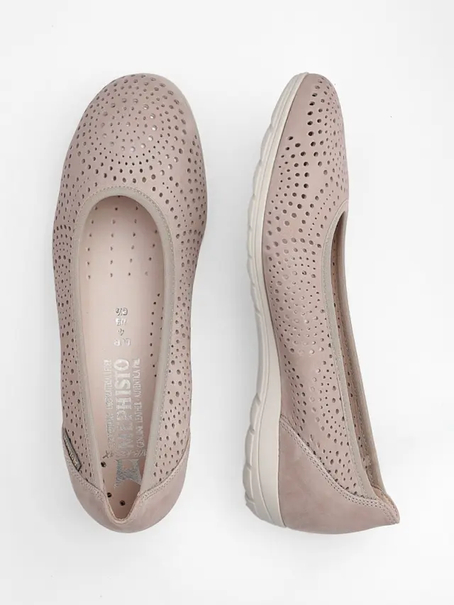 Mephisto Μπαλαρίνες Γυναικείο δέρμα Nubuck Μπεζ MEP/ELSIE PERF L/TAUPE 3