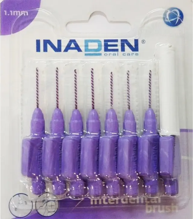 Inaden Interdental Brushes Μεσοδόντια Βουρτσάκια Μωβ 1,1mm 8 τεμάχια