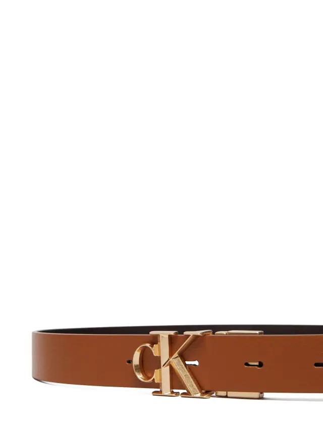 Calvin Klein Γυναικεία Μεσαία Zώνη 22mm Facet CK Pebble Καφέ - 85cm 3