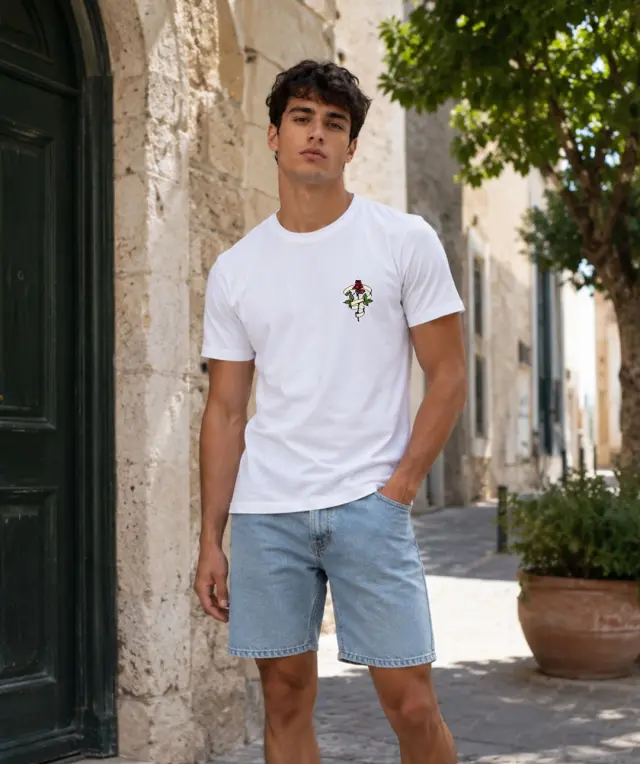 T-shirt Noshame® Signature Λευκό με Τύπωμα Rose - 122329 - XXL