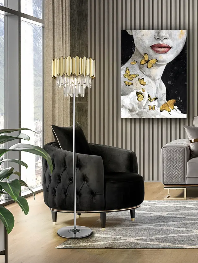 Tiara 605021 chrome-gold φωτιστικό δαπέδου Χρυσό Χρώμιο