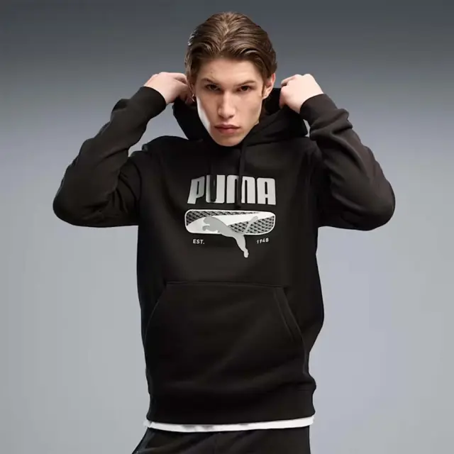 Puma Men's Sport Logo Play Fleece Hoodie Μαύρο 694606-01 (Puma)