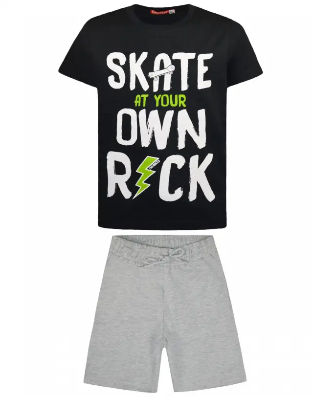 Mini 2 έως 10 ετών Μακό σετ Skate own rock γκρι μελανζέ - 6Ε