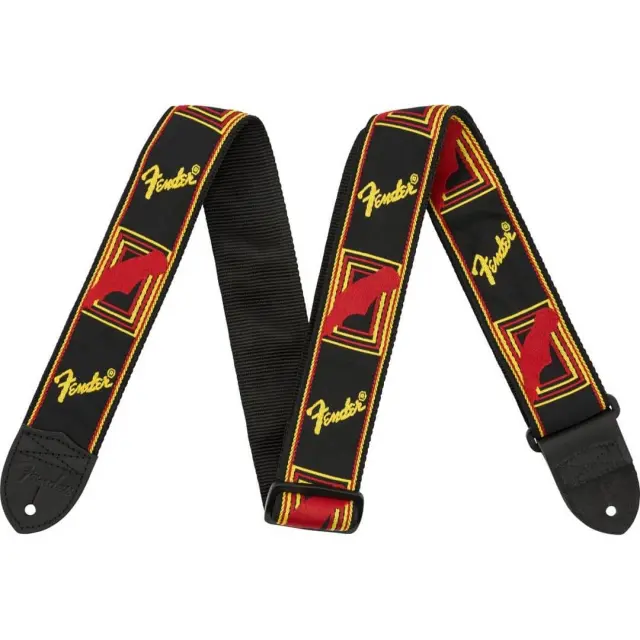 Fender 2 Monogrammed Straps Ζώνη Κιθάρας - Μπάσου Μαύρο - Κίτρινο - Κόκκινο